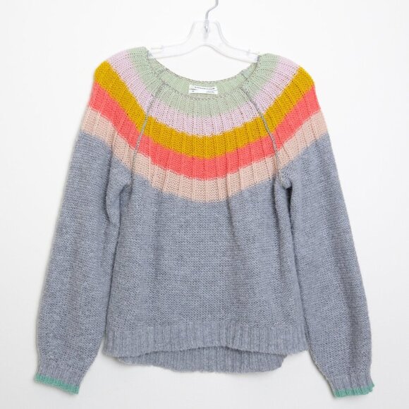 Anthropologie Colleen Alpaca Wool Blend Rainbow Sweater Shimmer Gray - Picture 3 of 13